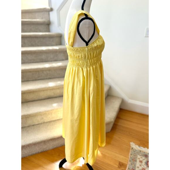 Nanette Lepore Lemon Yellow Shirred Bodice Midi Dress - Picture 2 of 7
